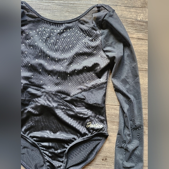 Justice Gymnastics Sheer Long Sleeved Leotard Bodysuit - Picture 2 of 4